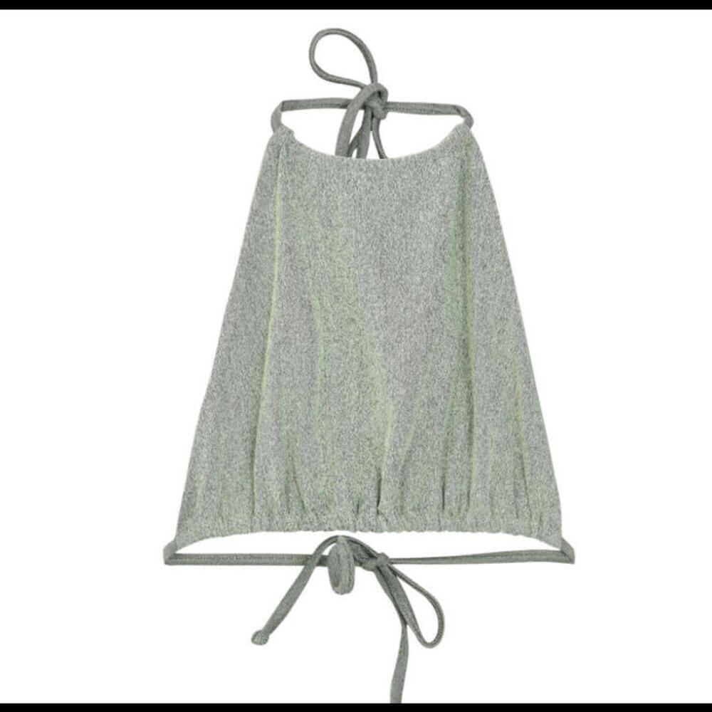 JADE SWIM green Gia terricloth halter neck bikini top